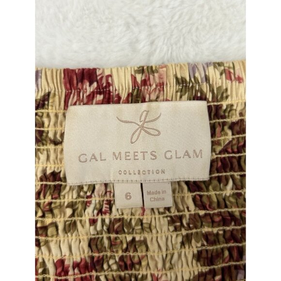 Gal Meets Glam Dress Women Size 6 Floral Print Tie Shoulder Cotton Maxi Dress - Picture 3 of 16